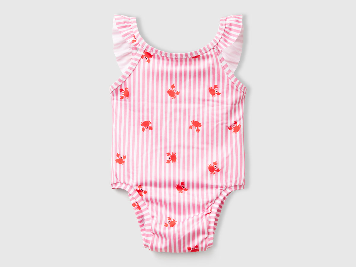 Costume intero a righe con granchi