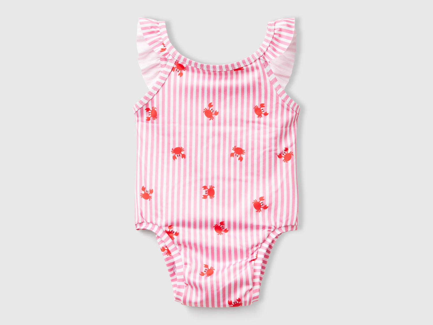 Costume intero a righe con granchi da neonato rosa | Benetton Outlet