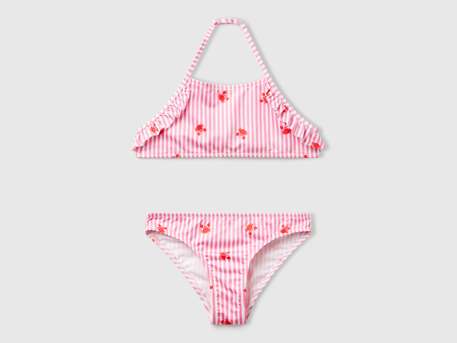 Bikini mare a righe con granchi da bambina rosa | Benetton Outlet