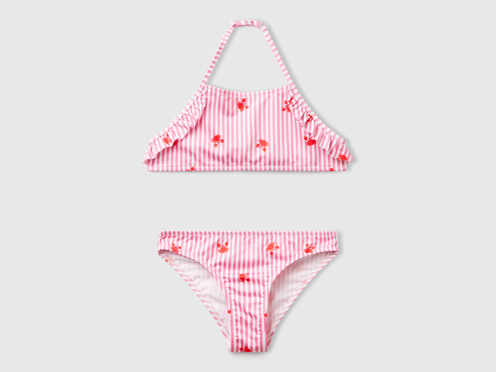 Bikini mare a righe con granchi da bambina rosa | Benetton Outlet