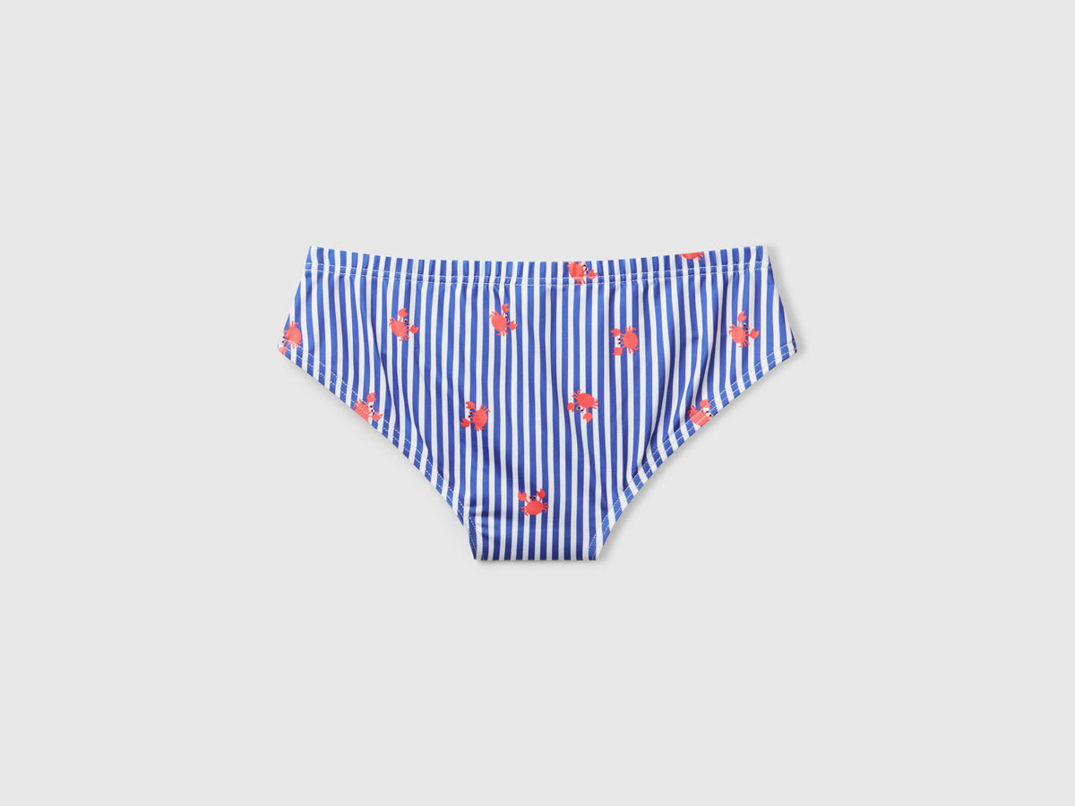 Slip mare a righe con stampa granchi