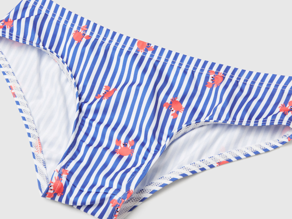 Slip mare a righe con stampa granchi