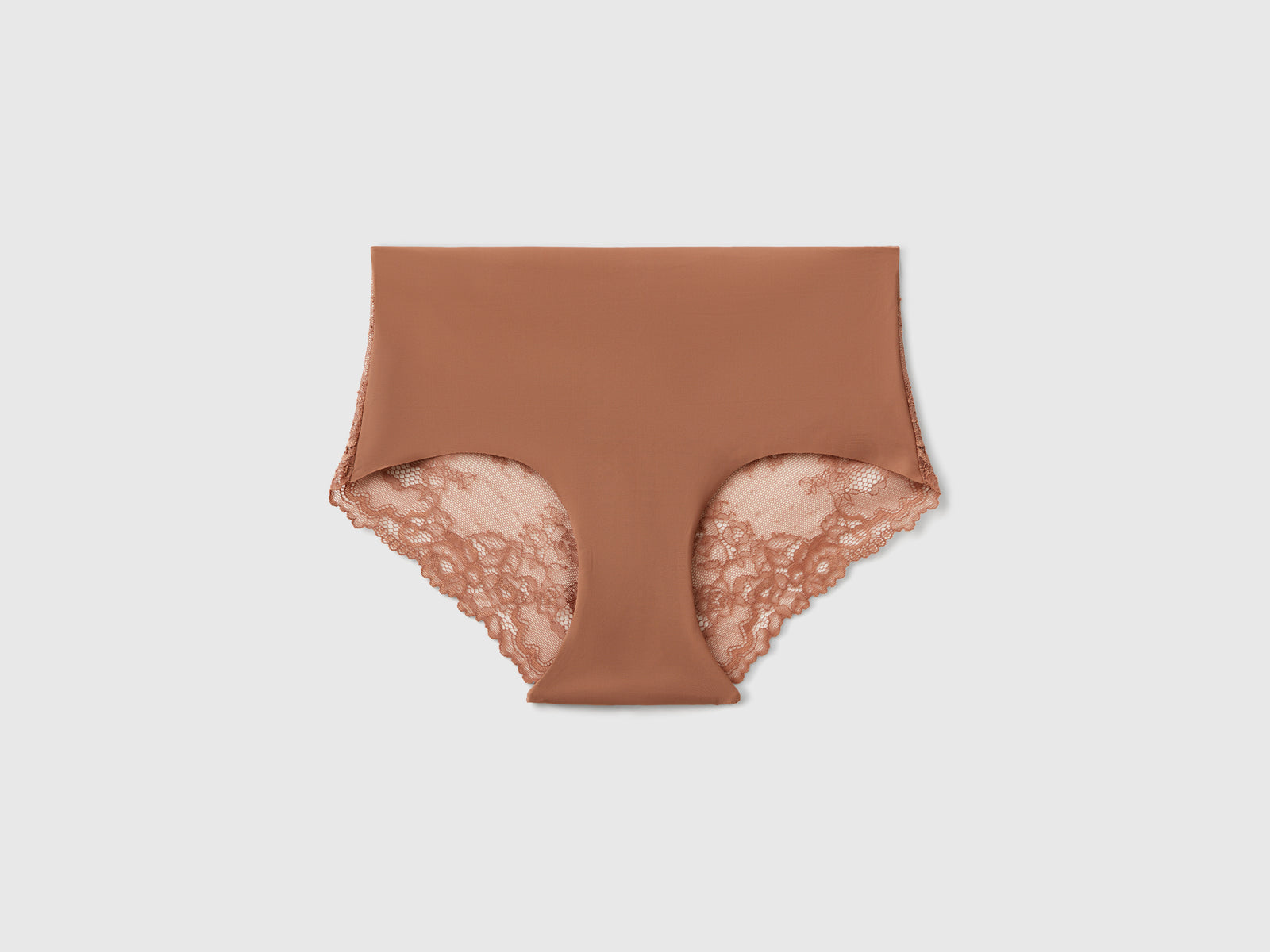 Culotte elasticizzate con pizzo da donna marrone | Benetton Outlet