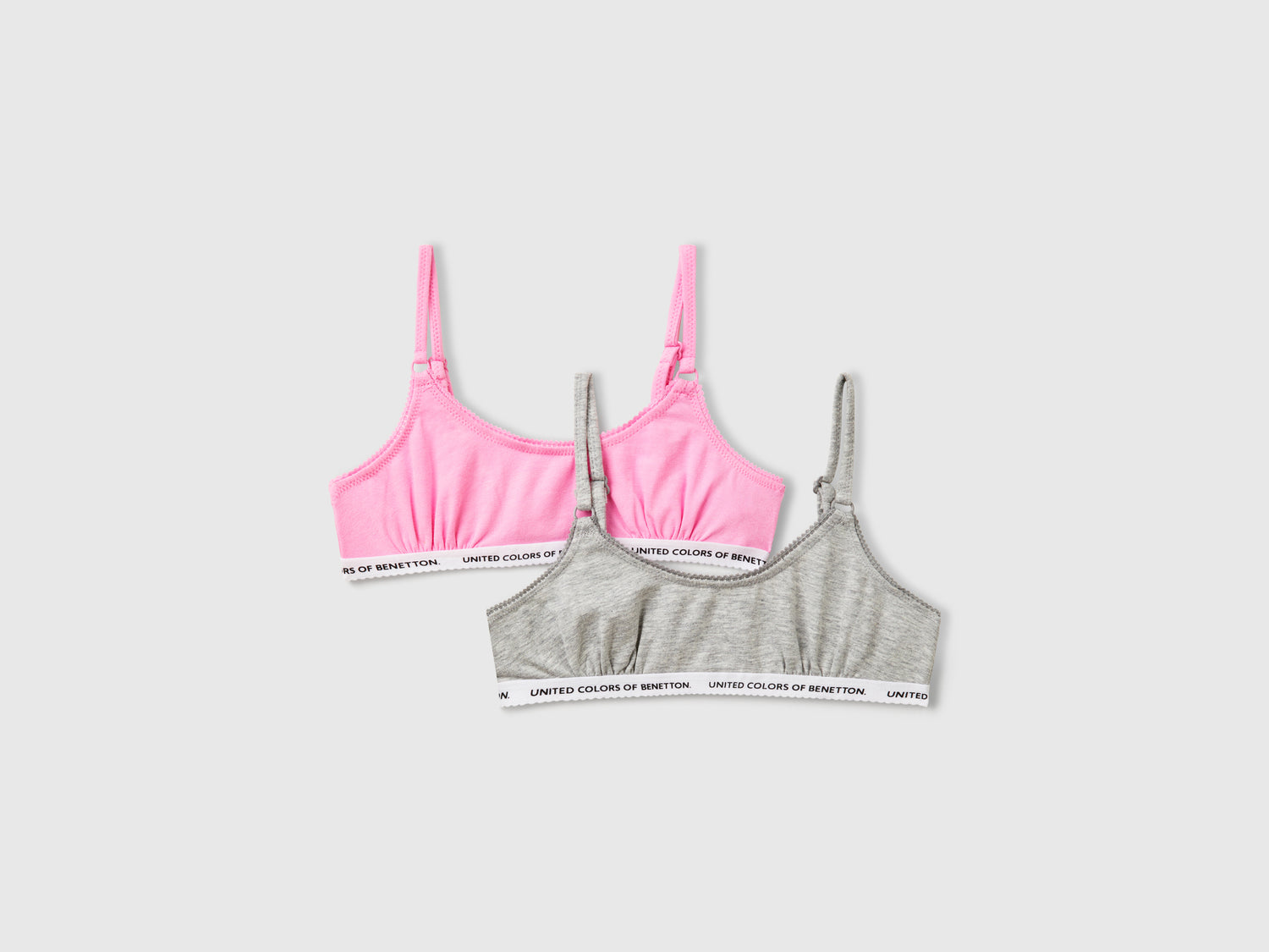 Due brassiere in cotone elasticizzato da bambina multi-color | Benetton Outlet