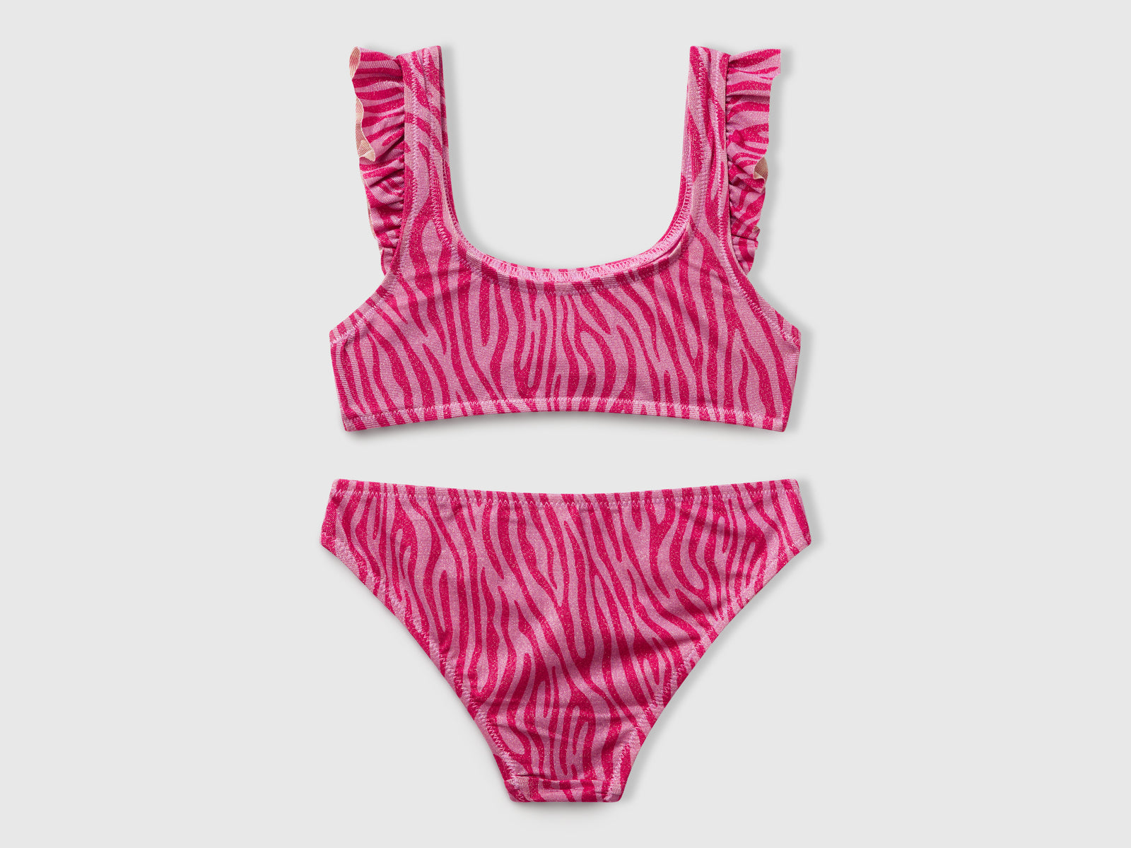 Bikini mare con stampa animalier da bambina fucsia 2 | Benetton Outlet