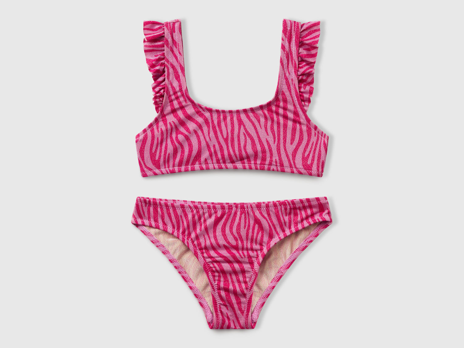 Bikini mare con stampa animalier da bambina fucsia | Benetton Outlet