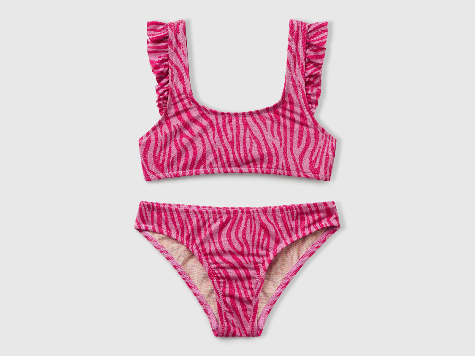 Bikini mare con stampa animalier da bambina fucsia | Benetton Outlet