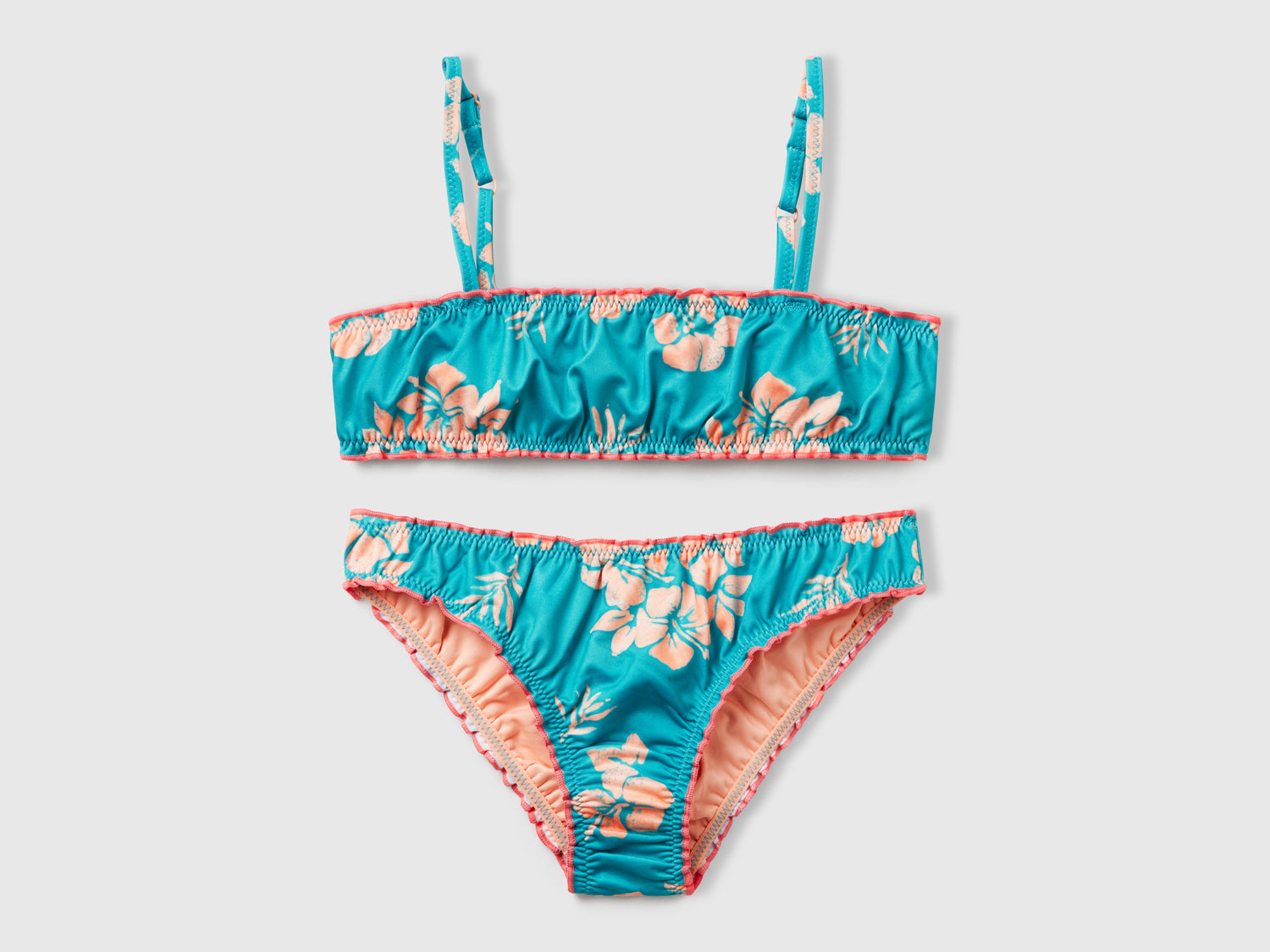 Bikini mare con stampa floreale da bambina verde acqua | Benetton Outlet