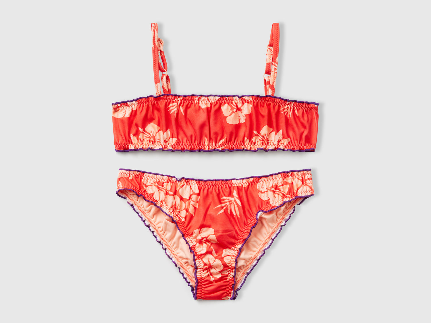 Bikini mare con stampa floreale da bambina arancione | Benetton Outlet
