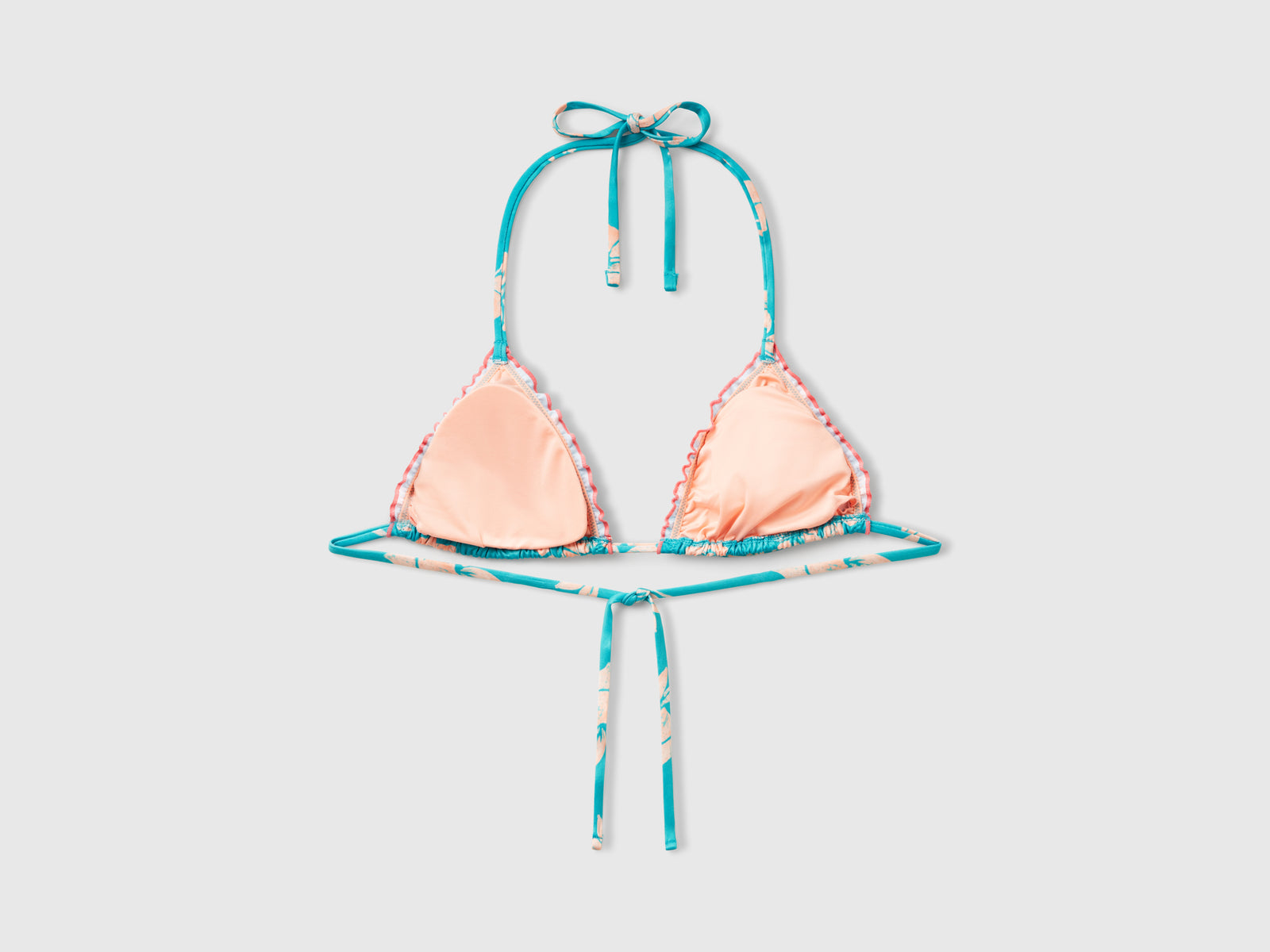 Triangolo mare imbottito con stampa fiori da donna verde acqua 2 | Benetton Outlet