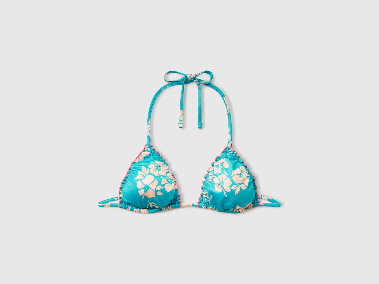 Triangolo mare imbottito con stampa fiori da donna verde acqua | Benetton Outlet