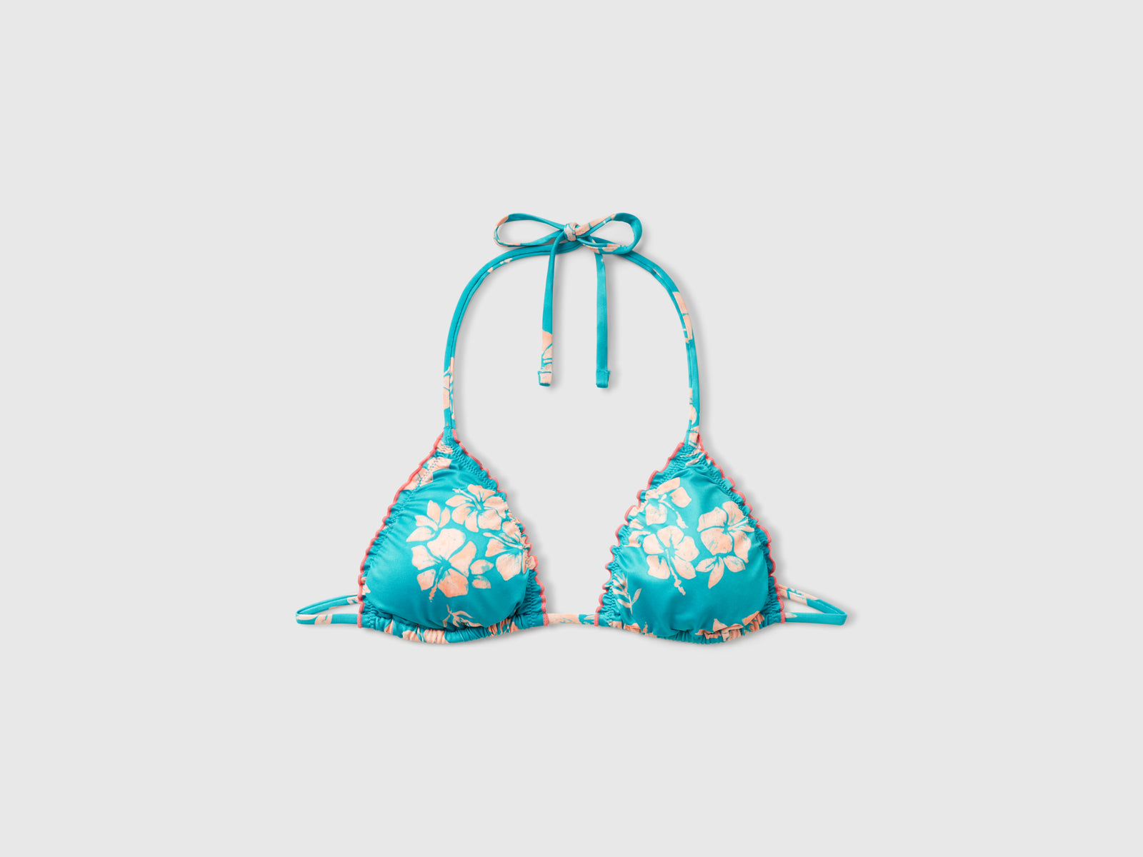 Triangolo mare imbottito con stampa fiori da donna verde acqua | Benetton Outlet