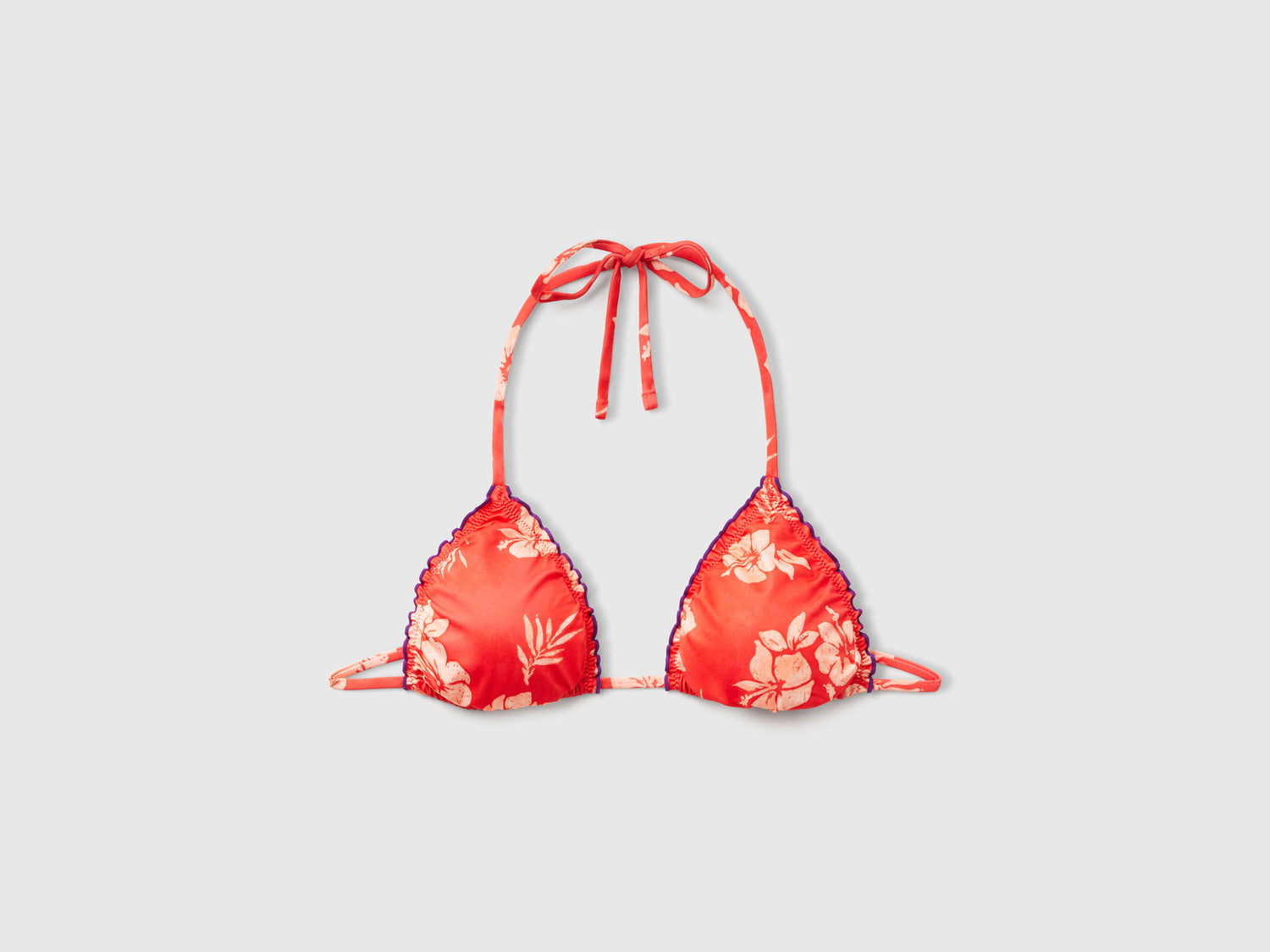 Triangolo mare imbottito con stampa fiori da donna arancione | Benetton Outlet