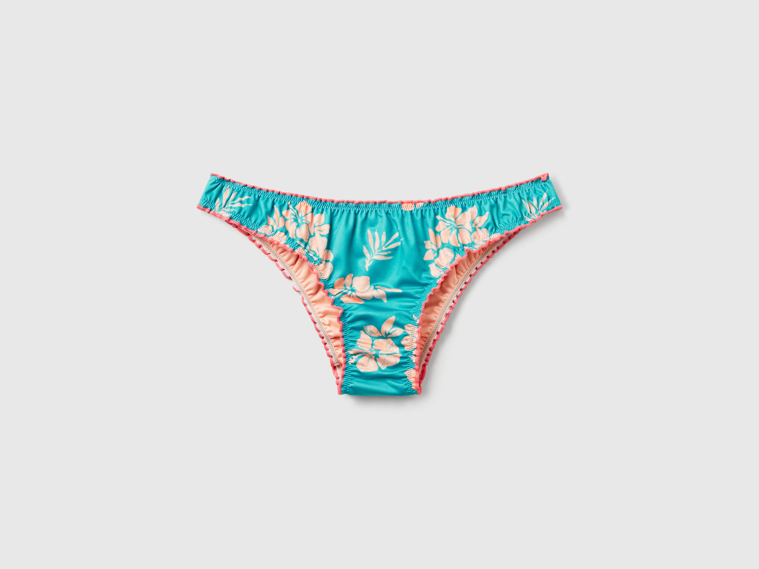 Slip costume con stampa floreale da donna verde acqua | Benetton Outlet
