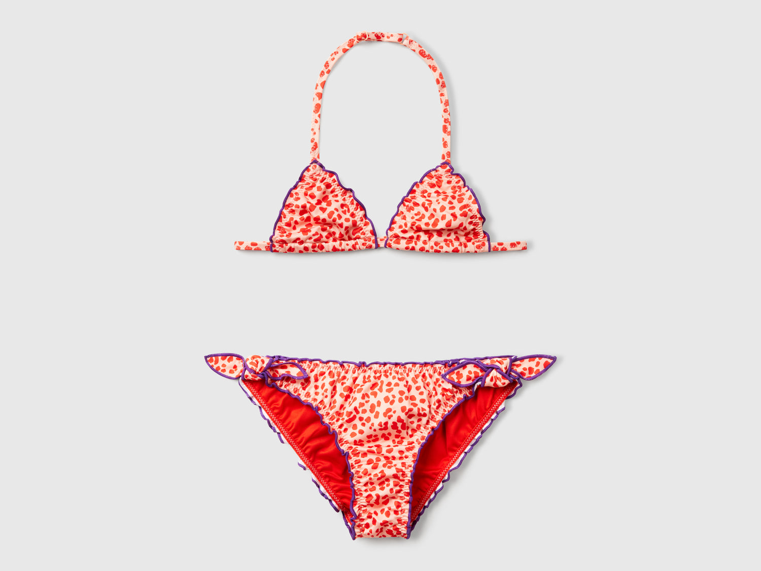 Costume bikini con stampa animalier da bambina arancione | Benetton Outlet