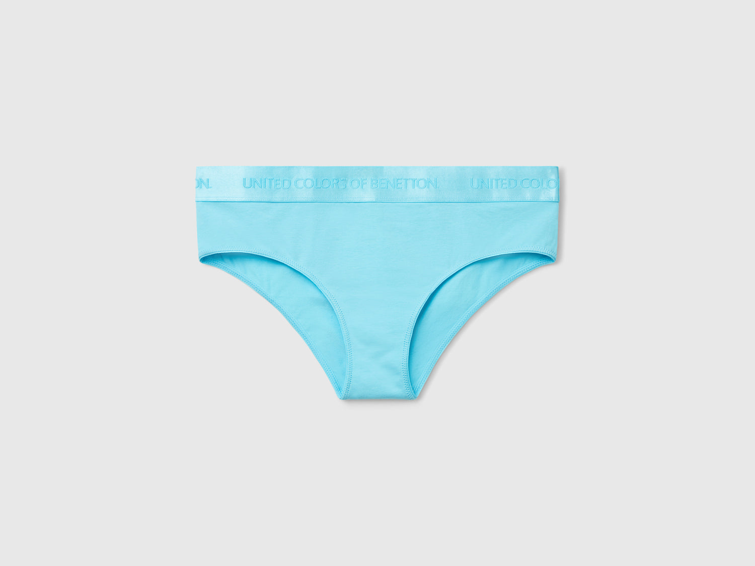 Slip fianco alto in cotone stretch da donna turchese | Benetton Outlet