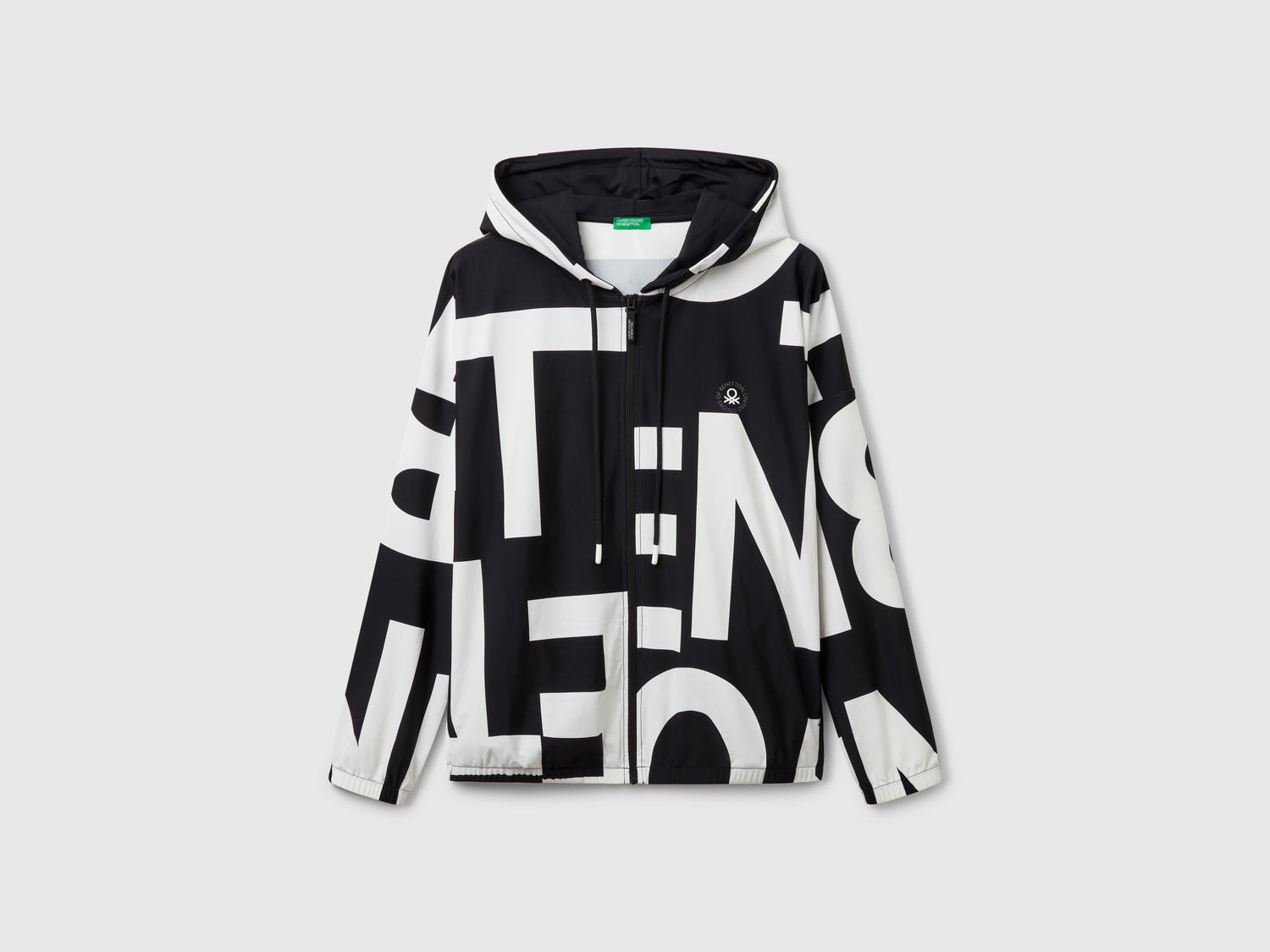 Felpa sportiva con stampa logo da donna nero | Benetton Outlet