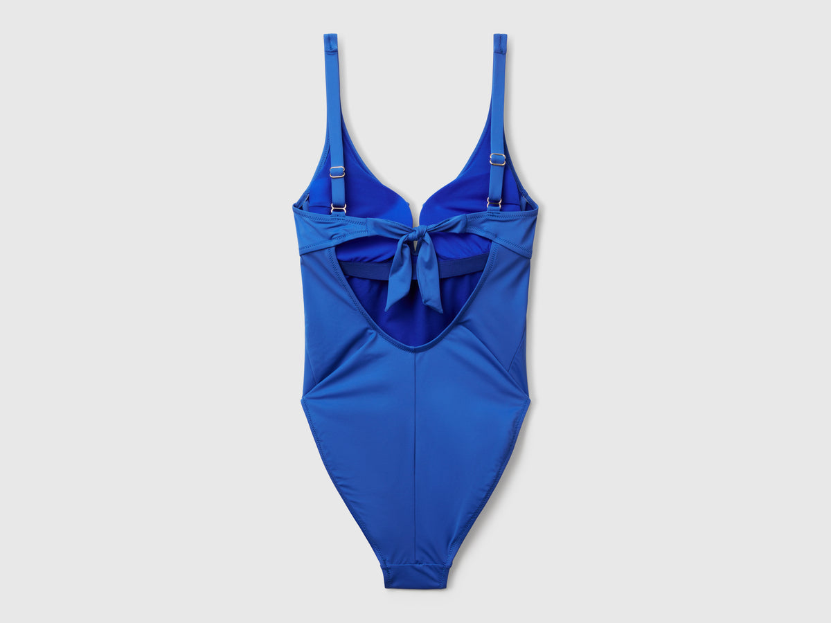 One-piece swimsuit with V-detail