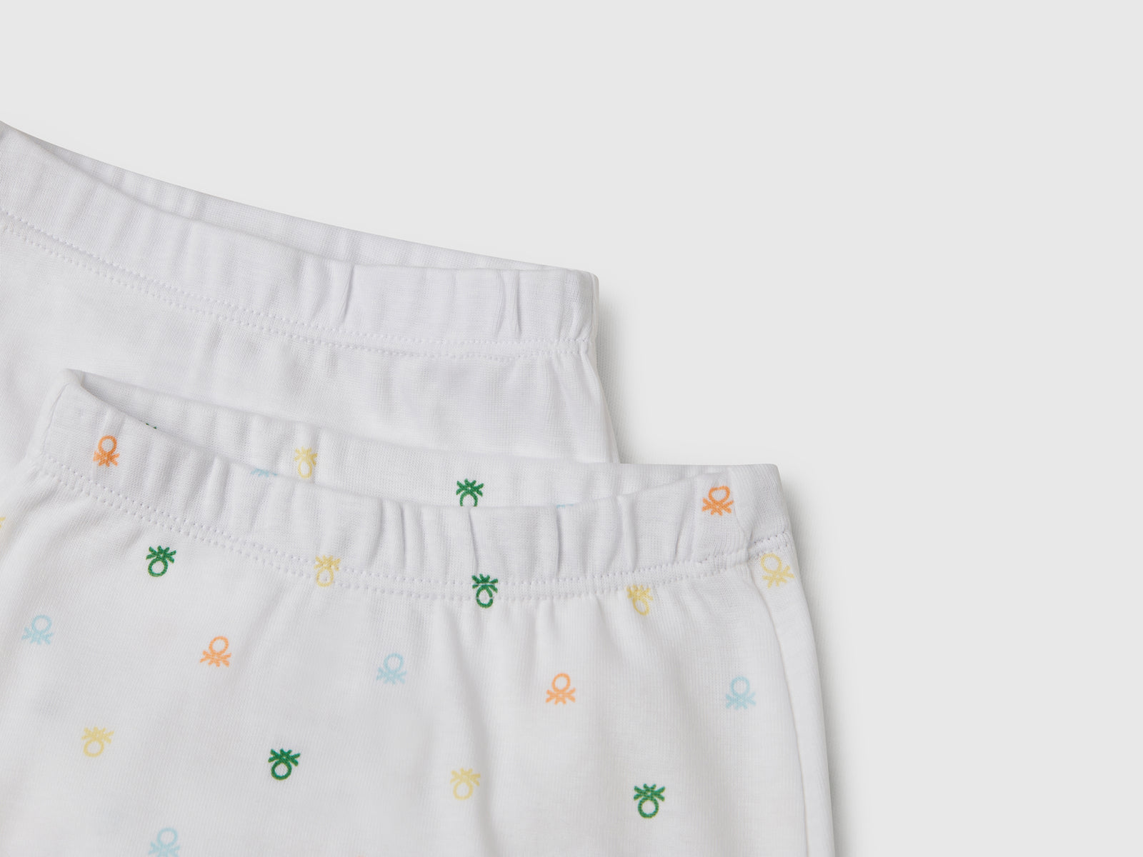 Due pantaloni in cotone da neonato bianco 3 | Benetton Outlet