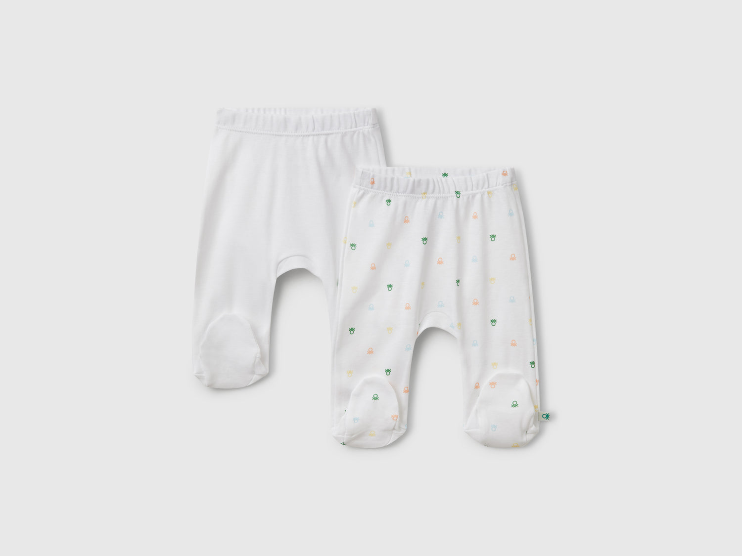 Due pantaloni in cotone da neonato bianco | Benetton Outlet