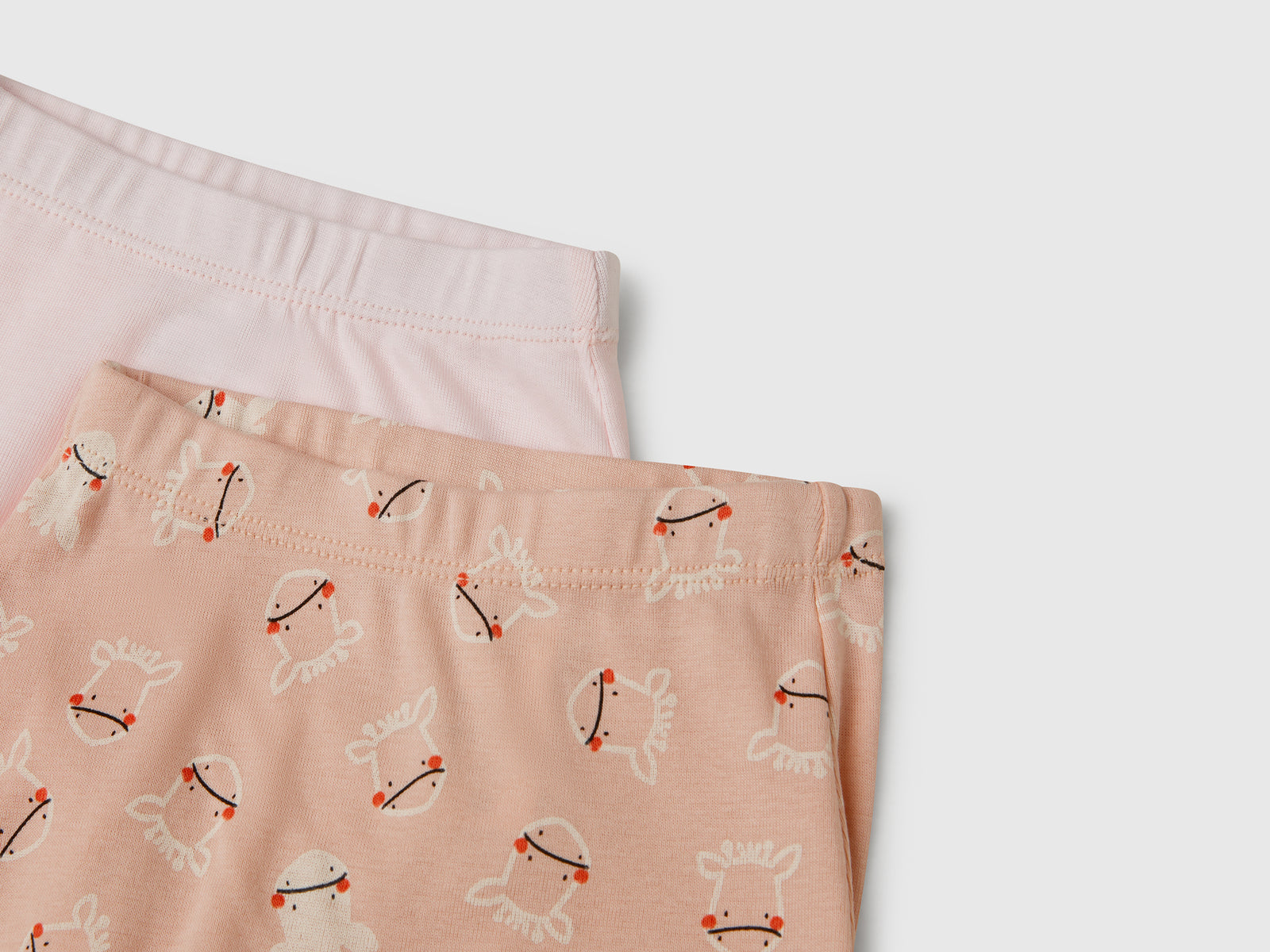 Due pantaloni in cotone da neonato rosa tenue 3 | Benetton Outlet