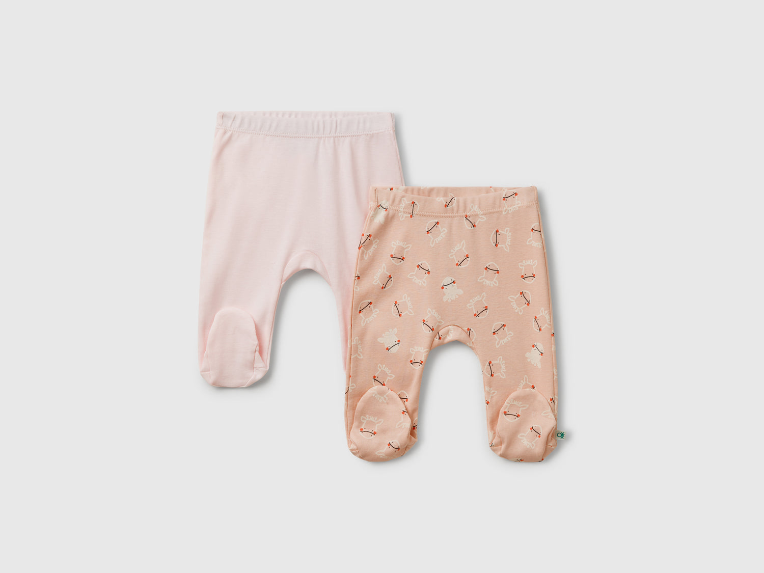 Due pantaloni in cotone da neonato rosa tenue | Benetton Outlet