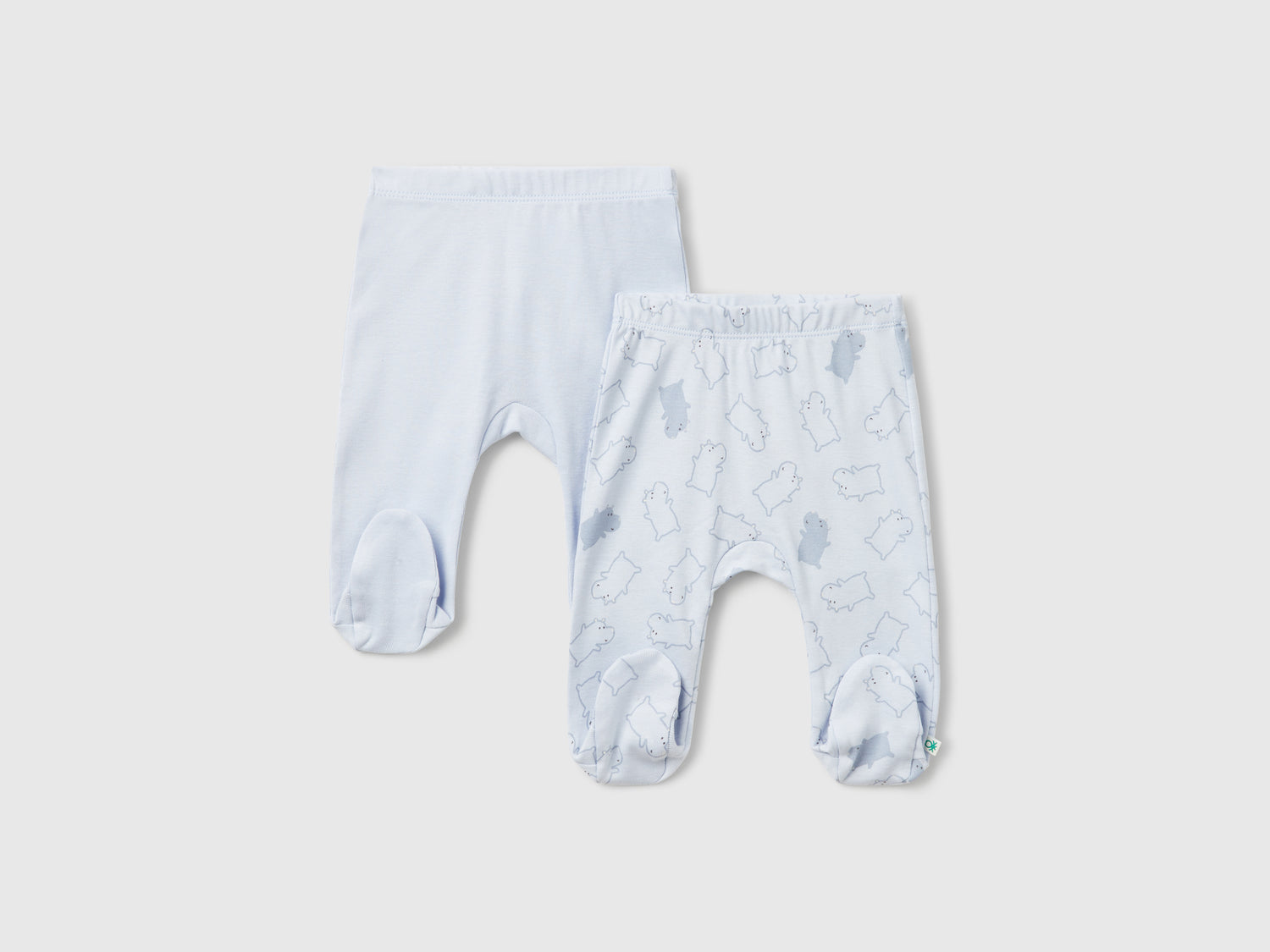 Due pantaloni in cotone da neonato azzurro | Benetton Outlet