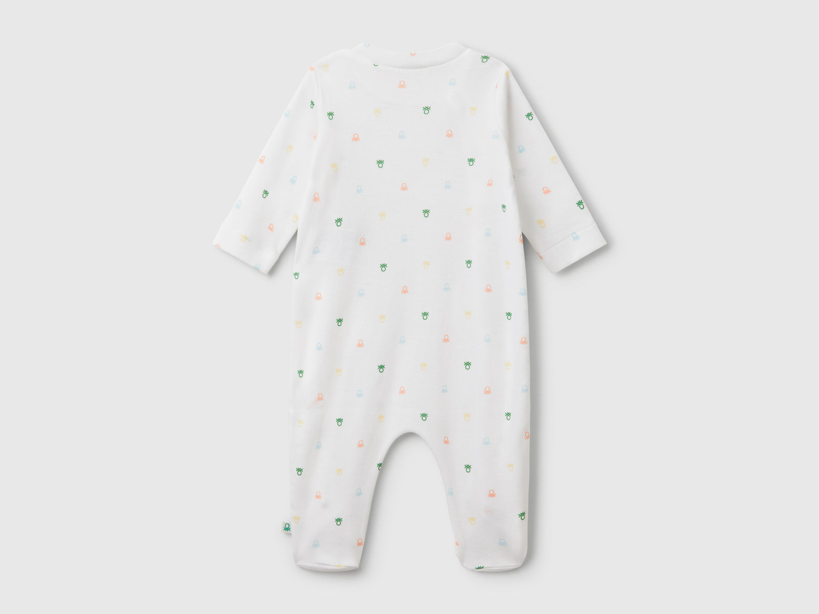 Tuta lunga con stampa fantasia da neonato bianco 2 | Benetton Outlet