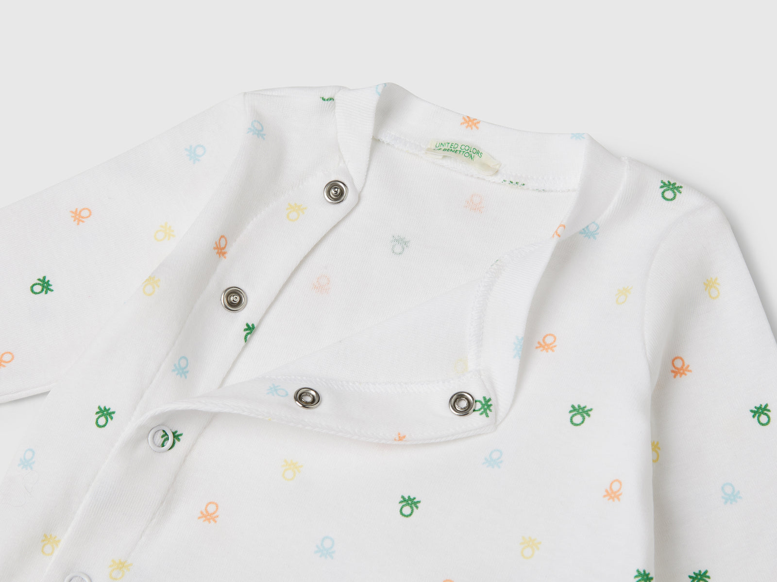 Tuta lunga con stampa fantasia da neonato bianco 3 | Benetton Outlet