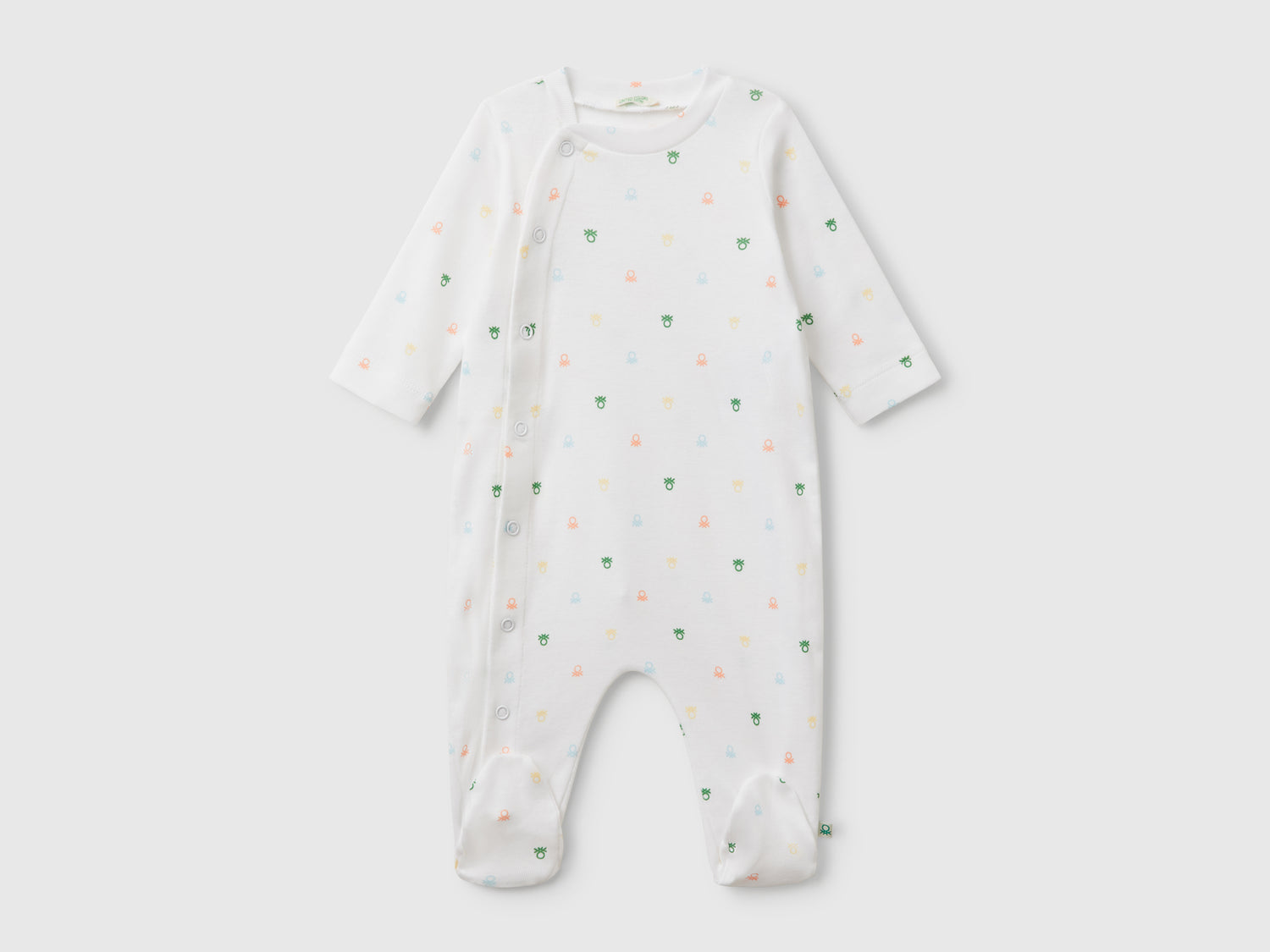 Tuta lunga con stampa fantasia da neonato bianco | Benetton Outlet