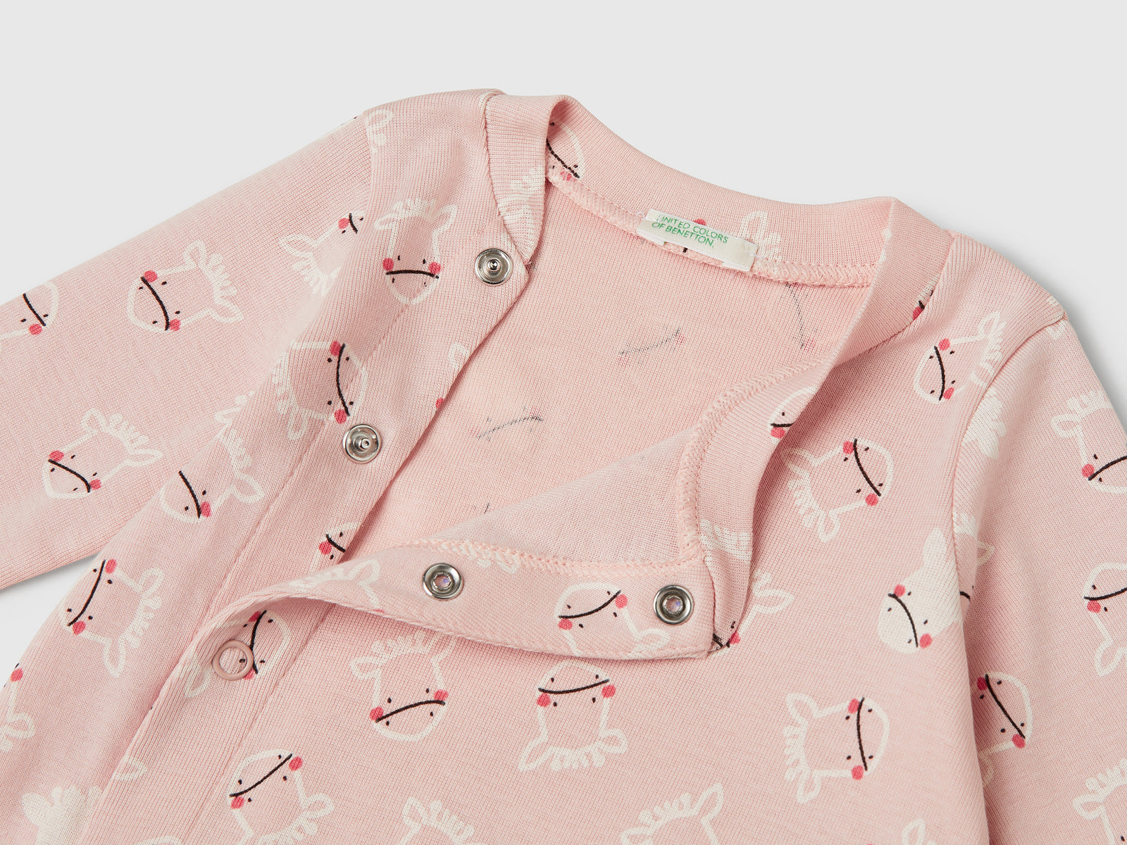 Tuta lunga con stampa fantasia da neonato rosa pastello 3 | Benetton Outlet
