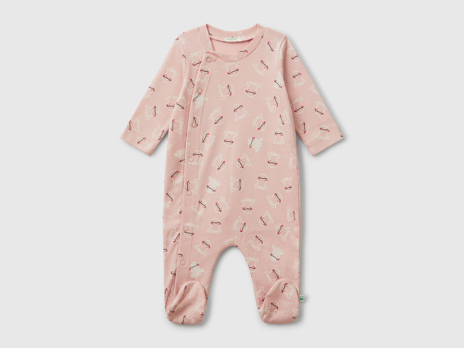 Tuta lunga con stampa fantasia da neonato rosa pastello | Benetton Outlet