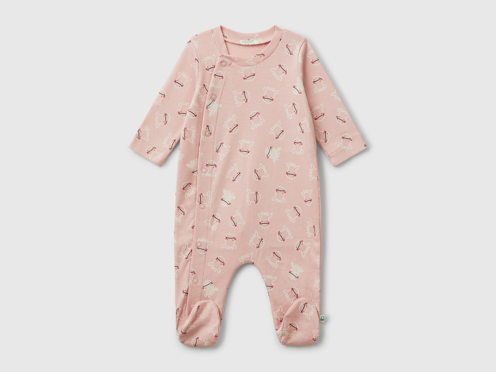 Tuta lunga con stampa fantasia da neonato rosa pastello | Benetton Outlet