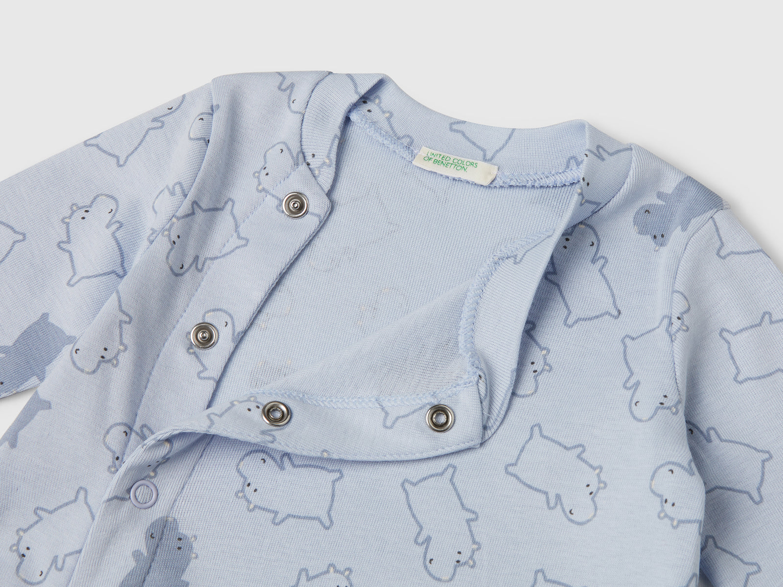 Tuta lunga con stampa fantasia da neonato azzurro 3 | Benetton Outlet
