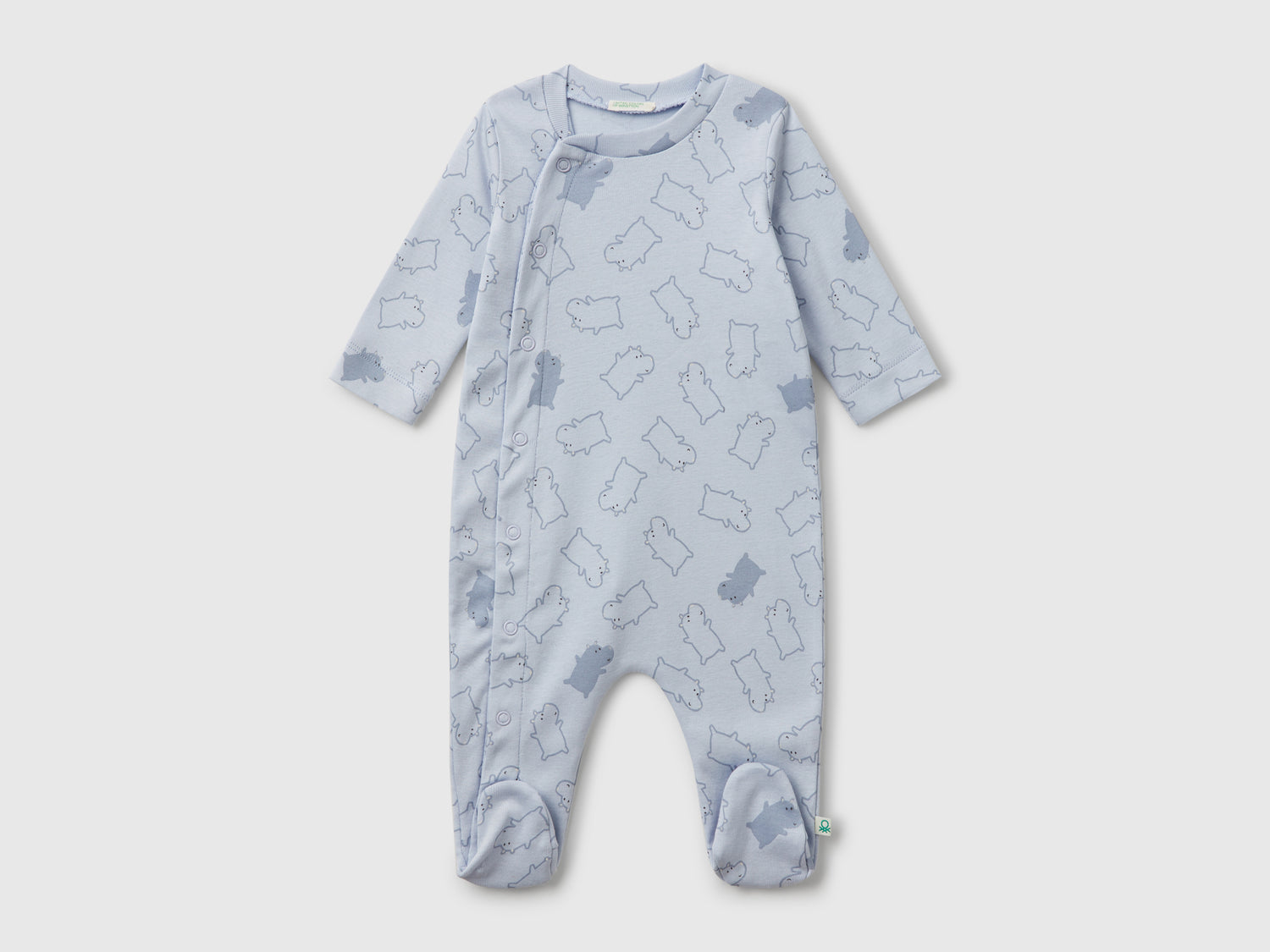 Tuta lunga con stampa fantasia da neonato azzurro | Benetton Outlet