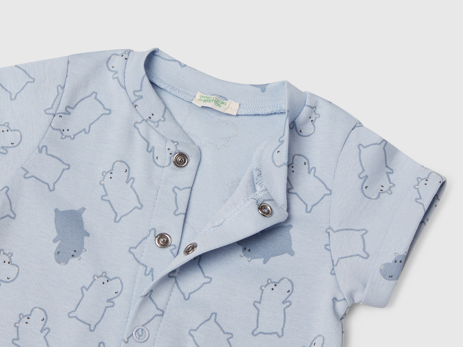 Tutina con stampa animaletti da neonato blu 3 | Benetton Outlet