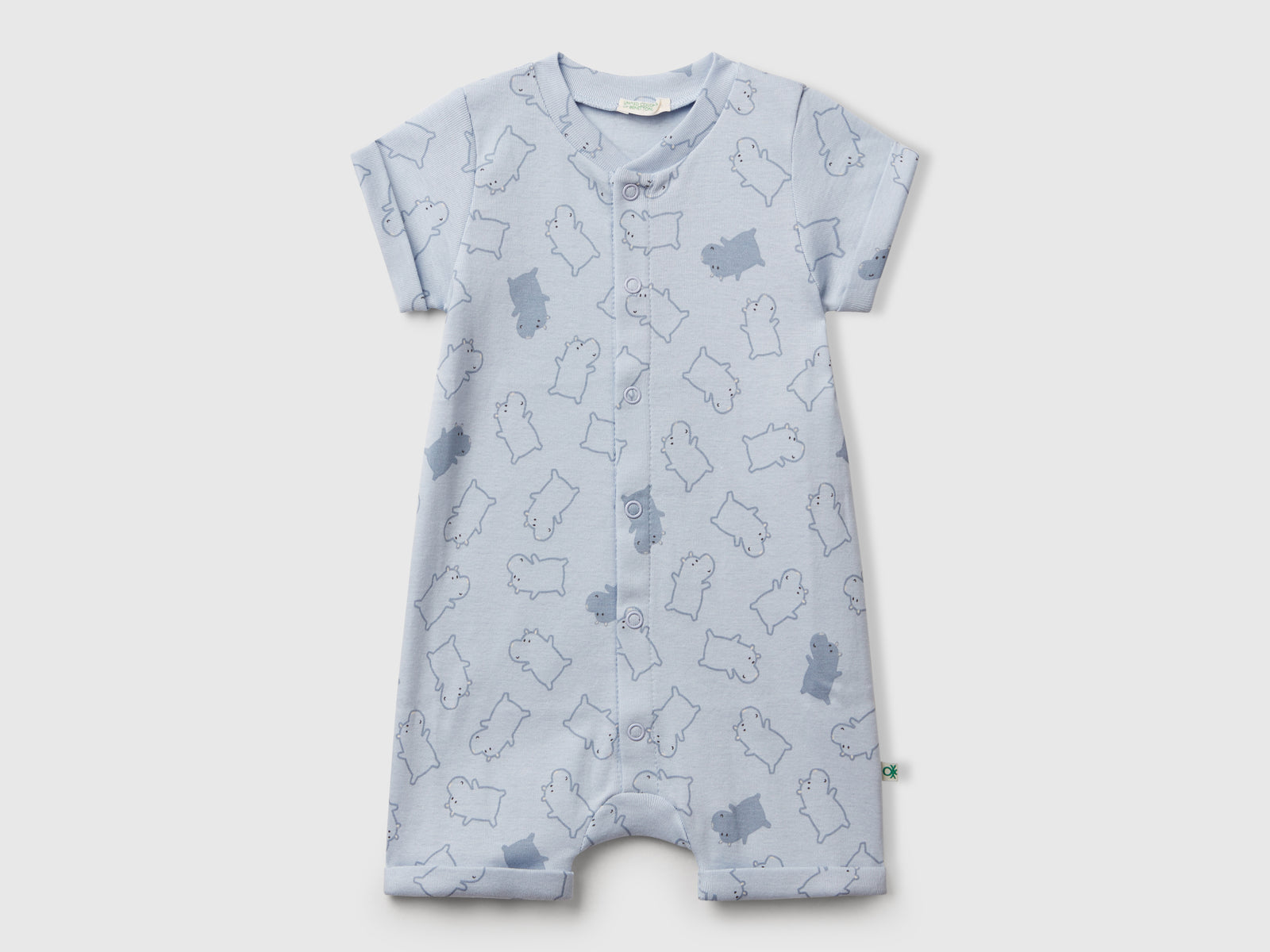 Tutina con stampa animaletti da neonato blu | Benetton Outlet