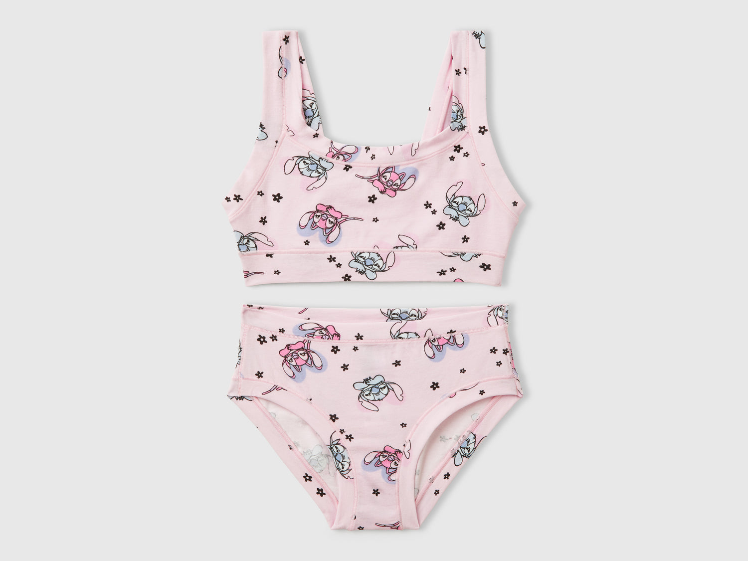 Completo top e slip Lilo & Stitch ©Disney da bambina rosa pastello | Benetton Outlet