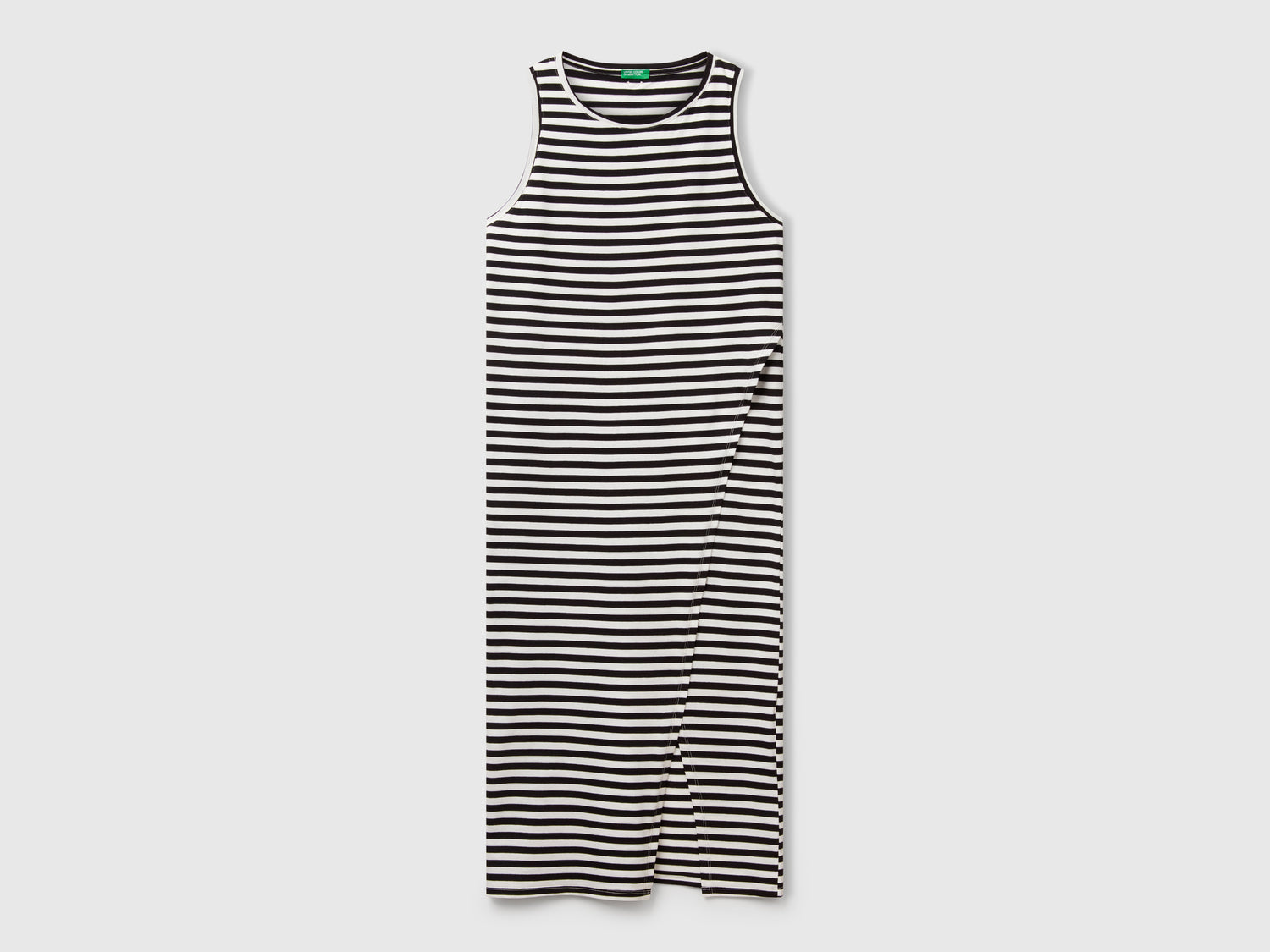 Striped dress with slit da donna nero | Benetton Outlet