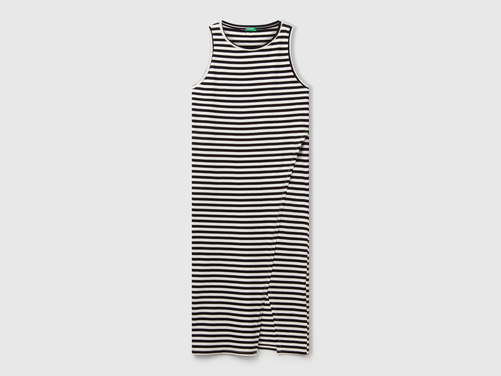 Striped dress with slit da donna nero | Benetton Outlet