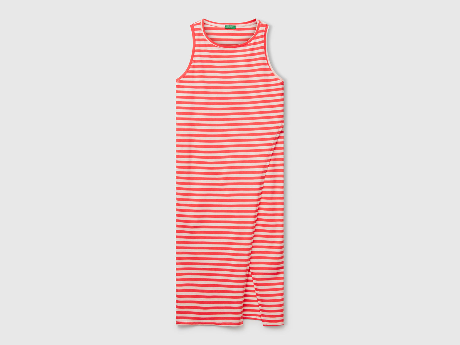 Striped dress with slit da donna rosso | Benetton Outlet