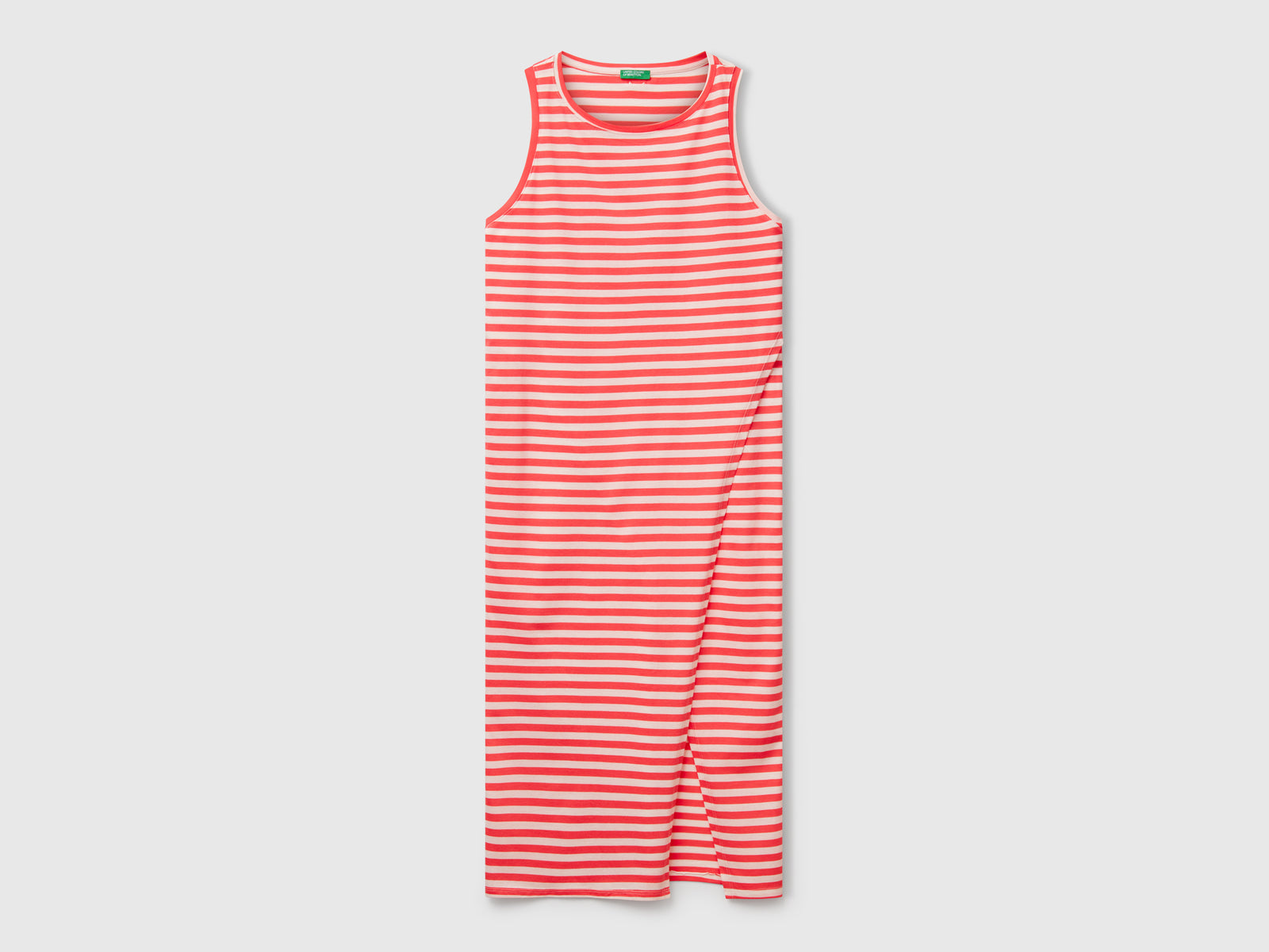 Striped dress with slit da donna rosso | Benetton Outlet