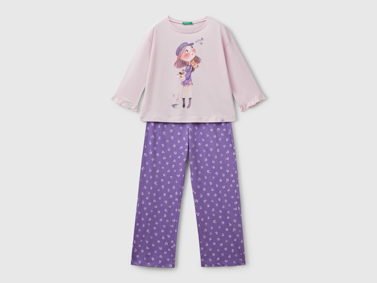 Pigiama con stampa bambolina da bambina lilla | Benetton Outlet