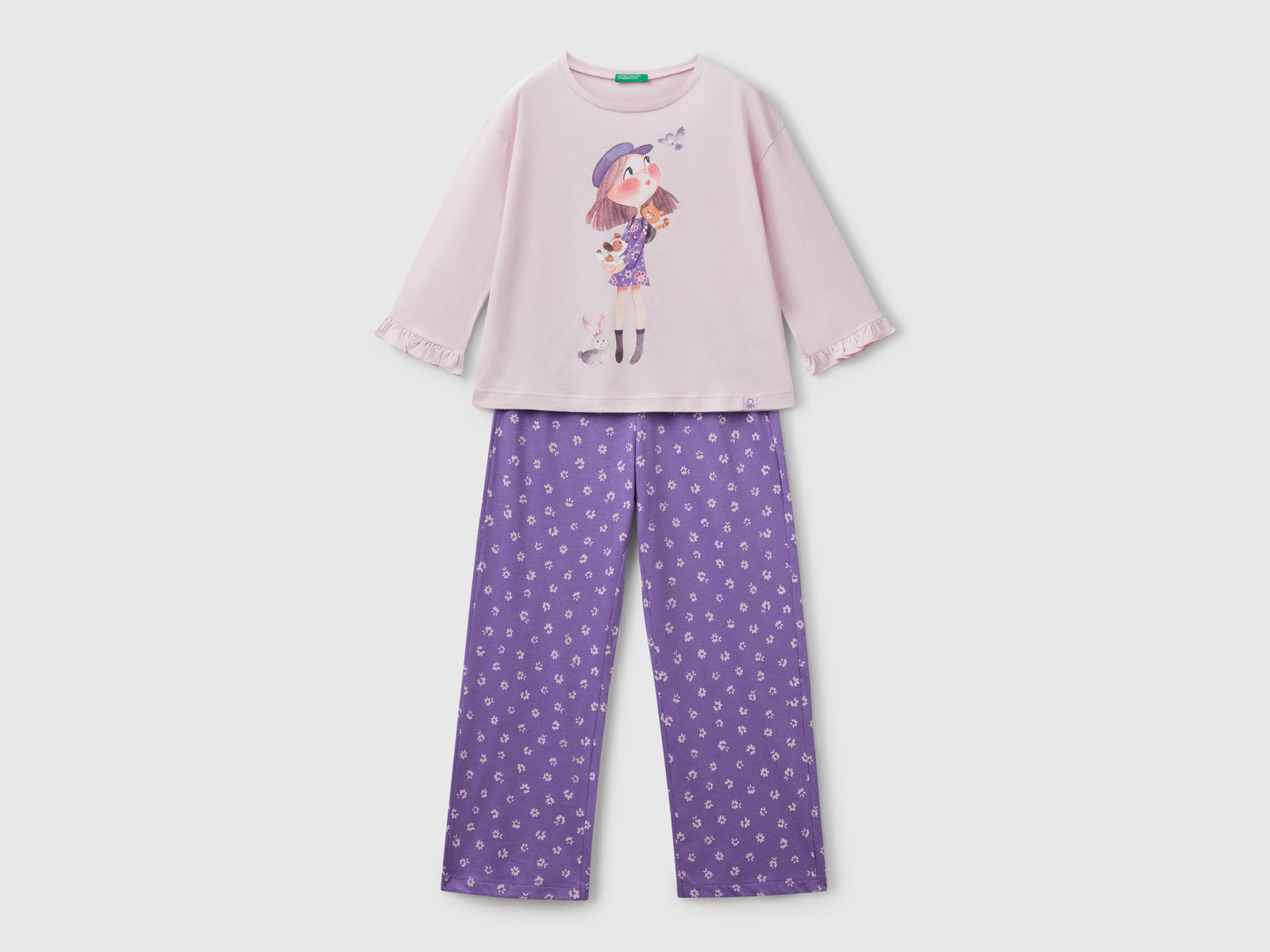 Pigiama con stampa bambolina da bambina lilla | Benetton Outlet