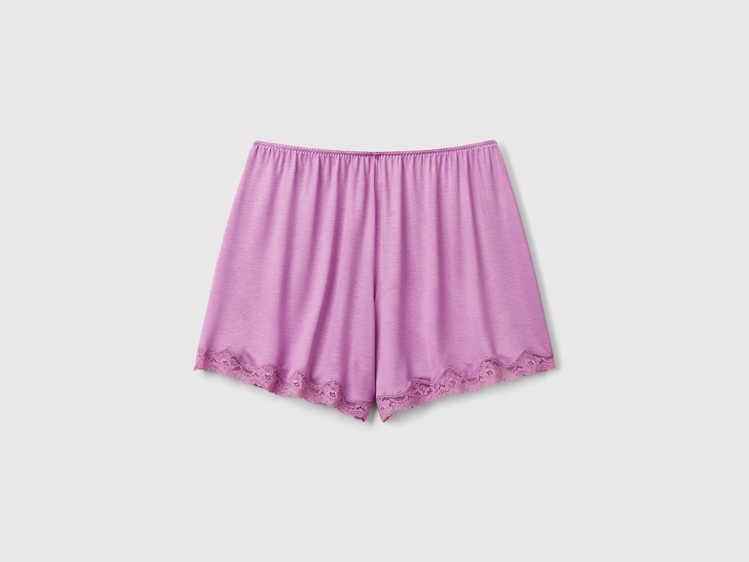 Shorts fluidi con pizzo da donna malva | Benetton Outlet
