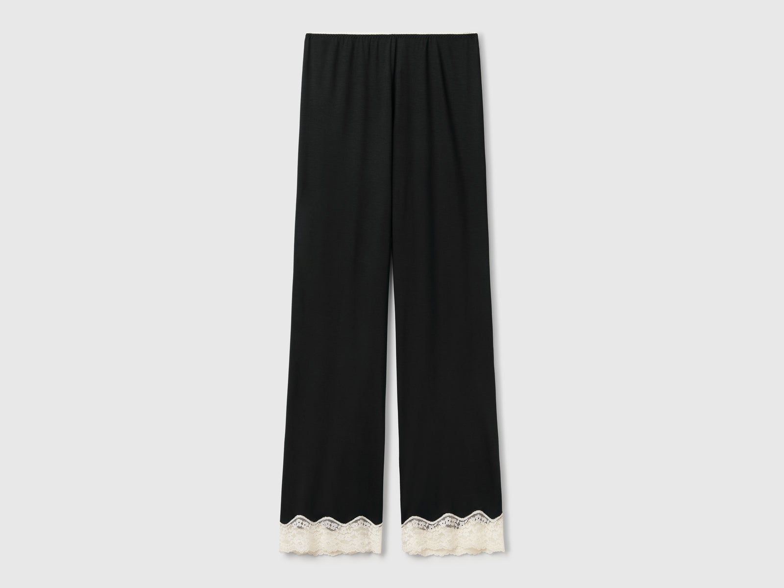 Pantalón fluido con detalles de encaje da donna nero 2 | Benetton Outlet
