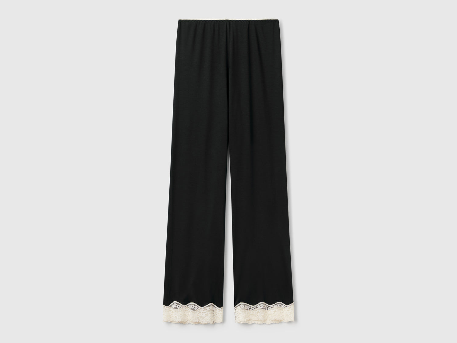 Pantalón fluido con detalles de encaje da donna nero | Benetton Outlet