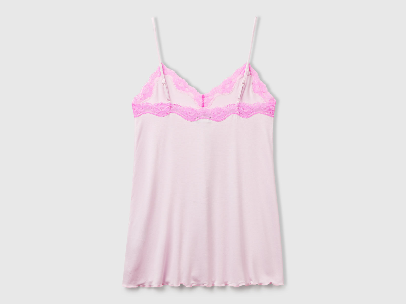 Canotta con bordo in pizzo da donna rosa pastello 2 | Benetton Outlet