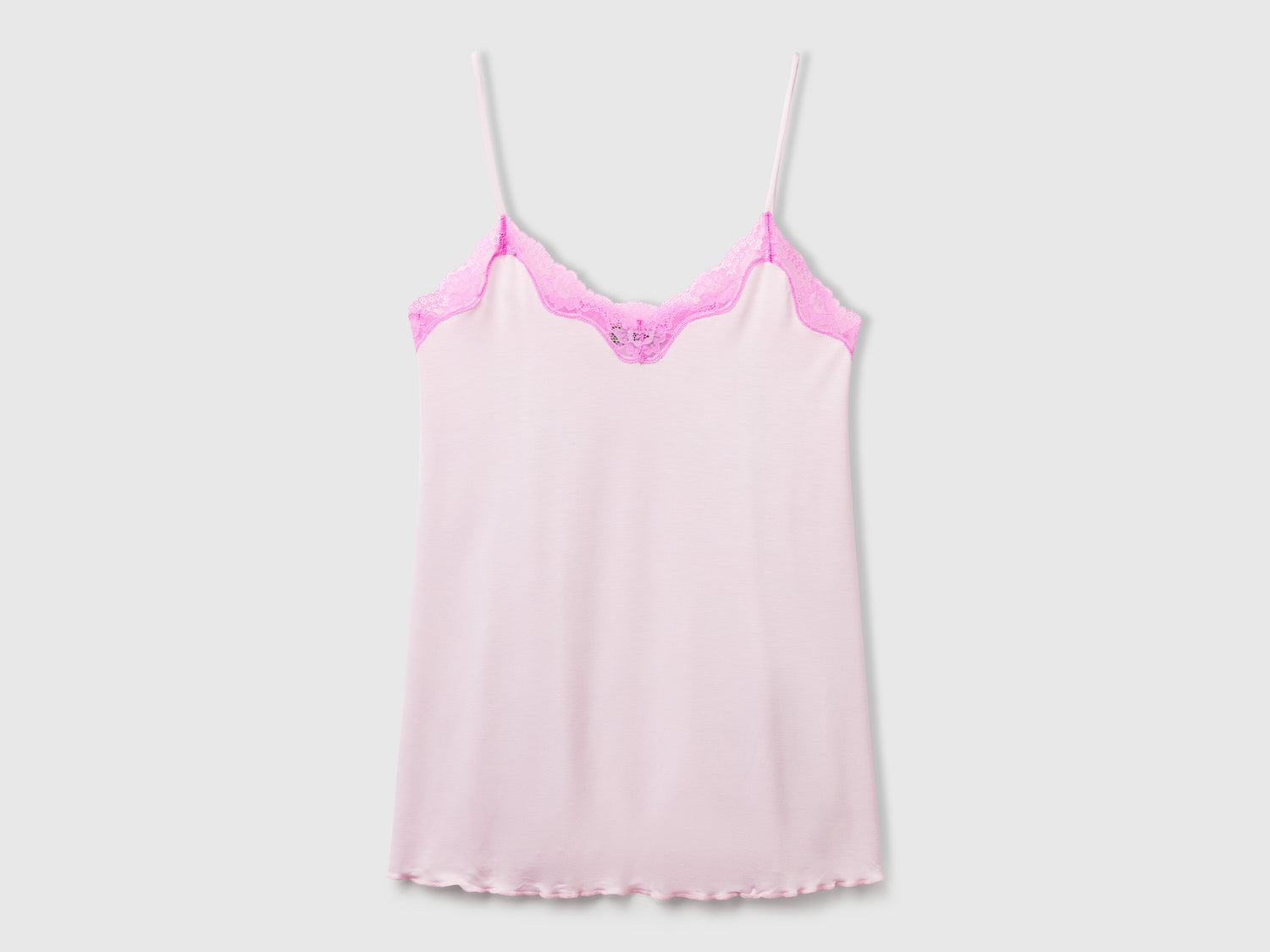 Canotta con bordo in pizzo da donna rosa pastello | Benetton Outlet