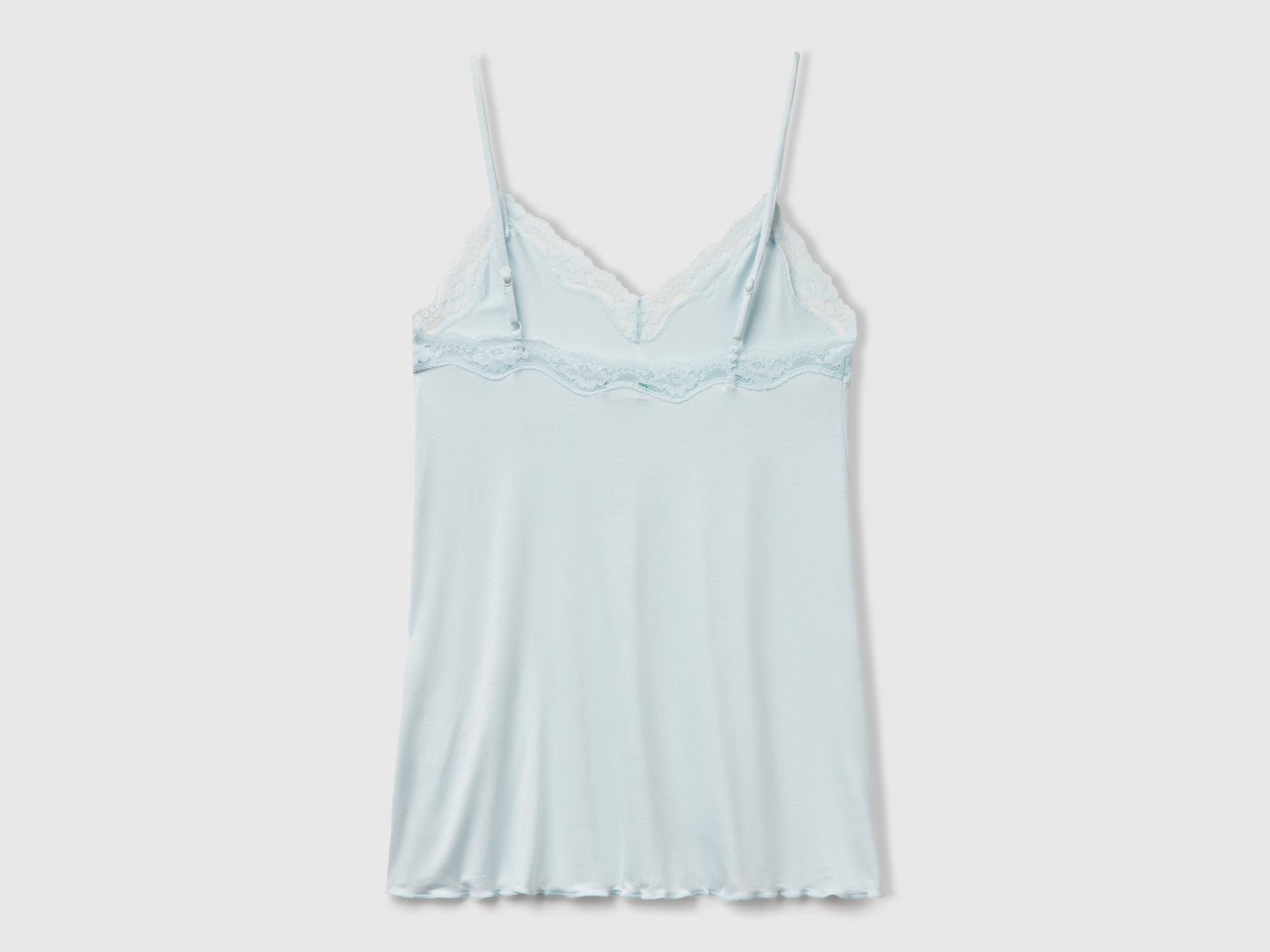 Canotta con bordo in pizzo da donna celeste 2 | Benetton Outlet